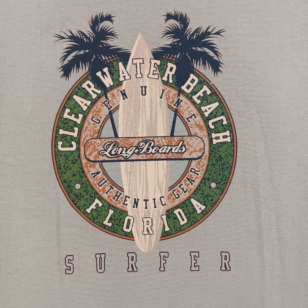 Surf Style Tank Top Clearwater Beach Florida Men XL Tan Graphic Surfer RN100984